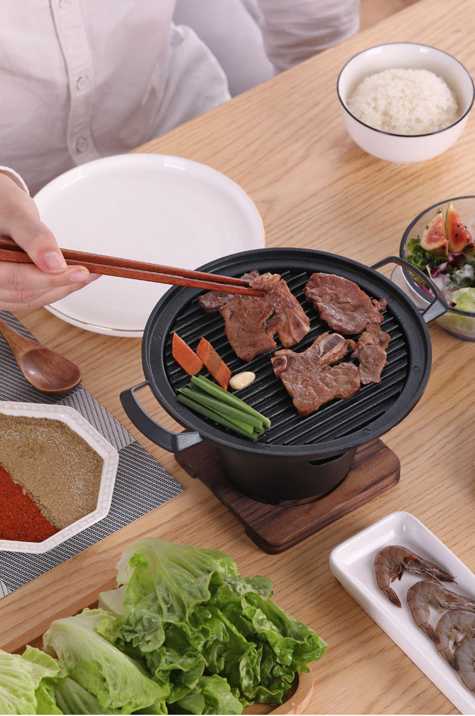 Mini BBQ Grill Alcohol Stove | Smokeless & Portable | Tabletop Indoor/Outdoor Yakitori Grill | Made of Cast Aluminum