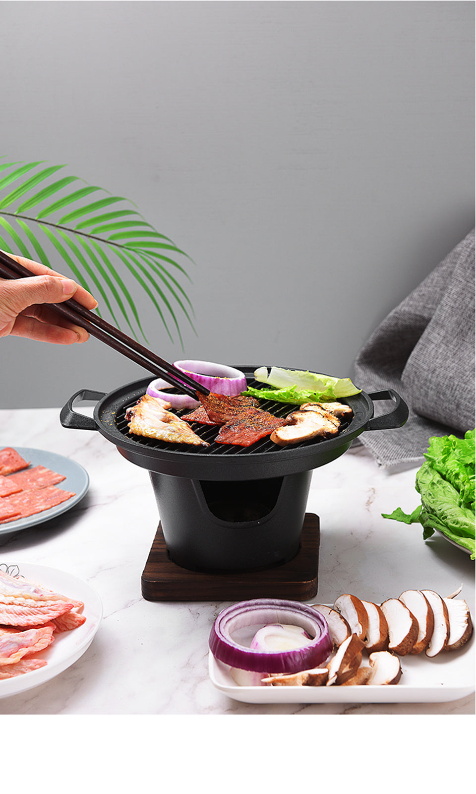 Mini BBQ Grill Alcohol Stove | Smokeless & Portable | Tabletop Indoor/Outdoor Yakitori Grill | Made of Cast Aluminum