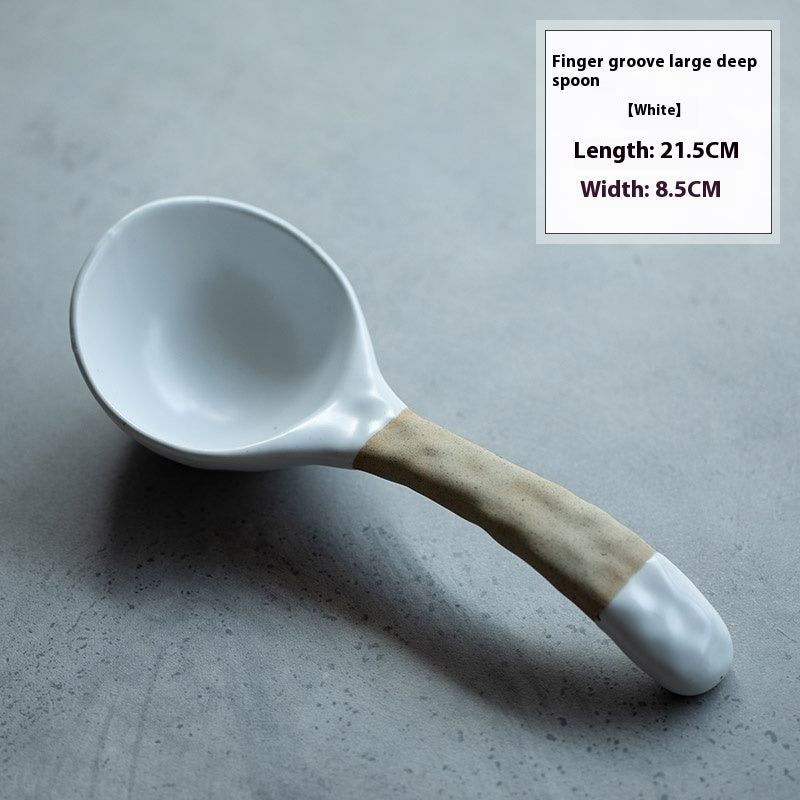 Japanese Style Ceramic Soup Spoons | Handmade Minimalist Tableware | For Coffee & Rice