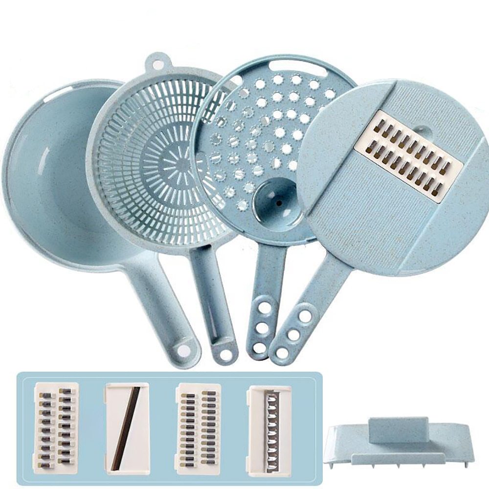 8-in-1 Vegetable Slicer & Grater Set – Mandoline Cutter with Drain Basket
