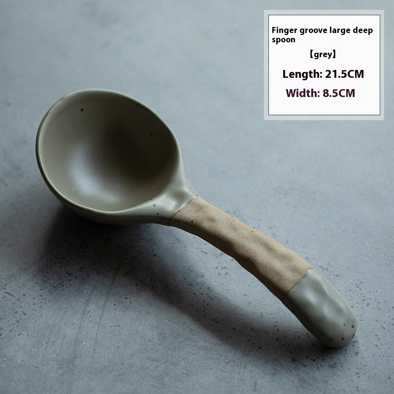 Japanese Style Ceramic Soup Spoons | Handmade Minimalist Tableware | For Coffee & Rice