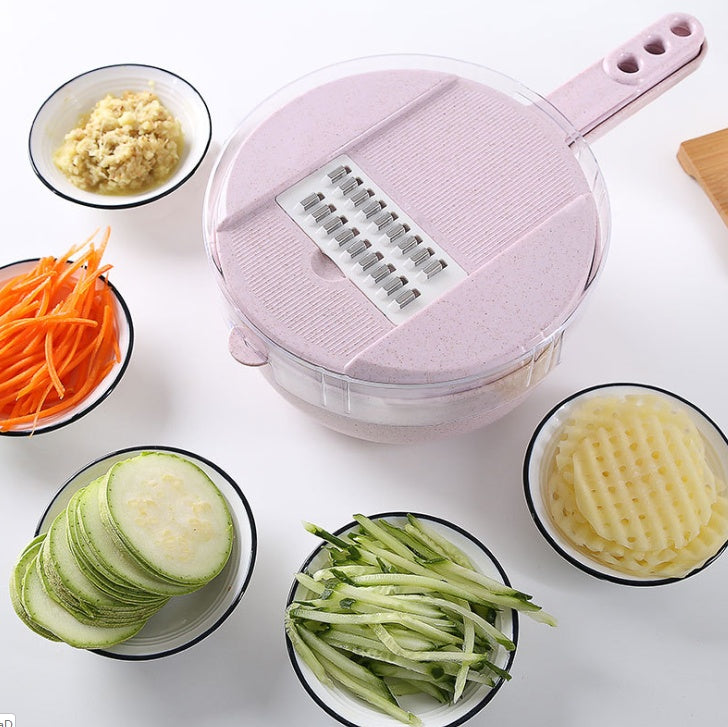 8-in-1 Vegetable Slicer & Grater Set – Mandoline Cutter with Drain Basket
