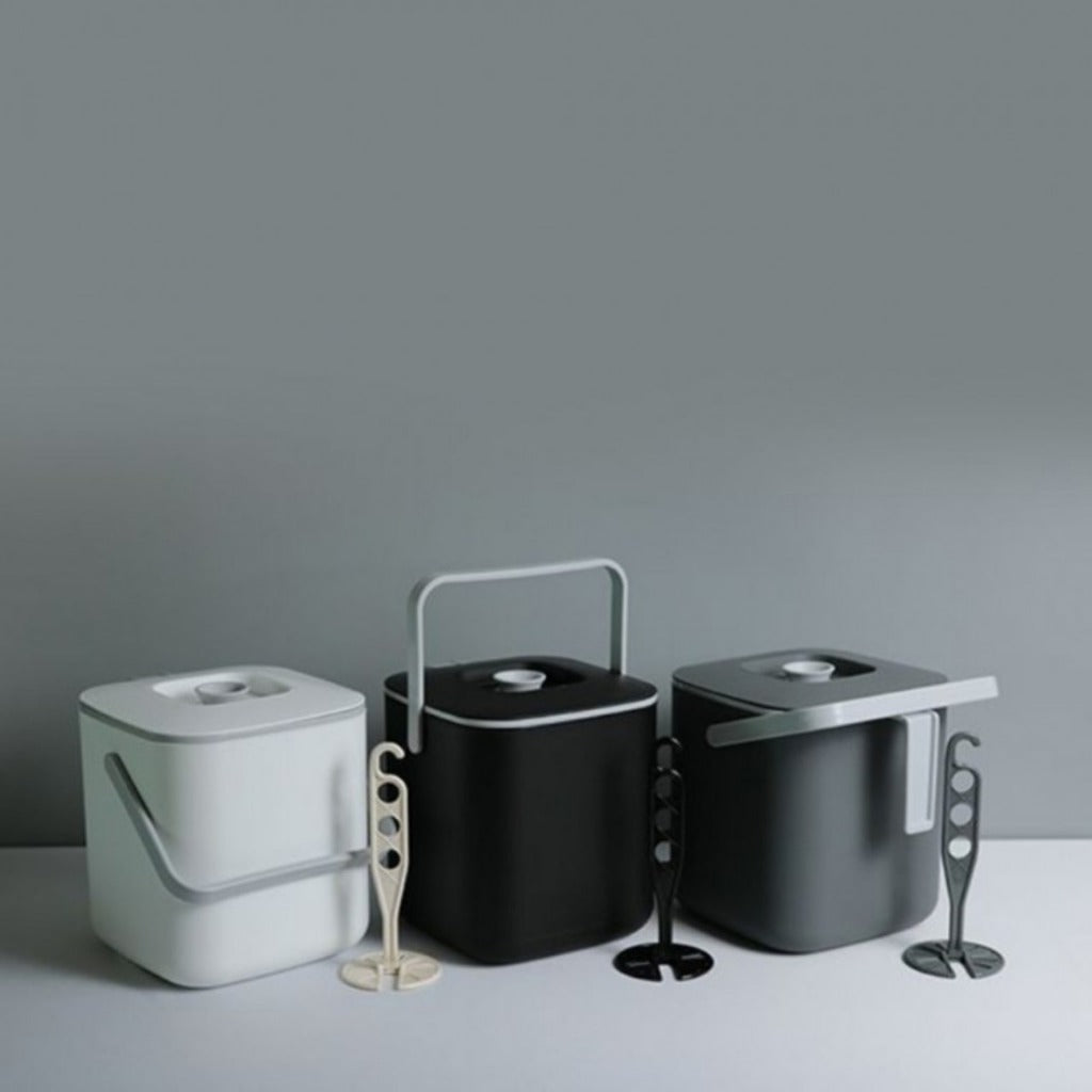 3L Food Waste Bin with Press Lid & Strainer | Compact | Made in Korea