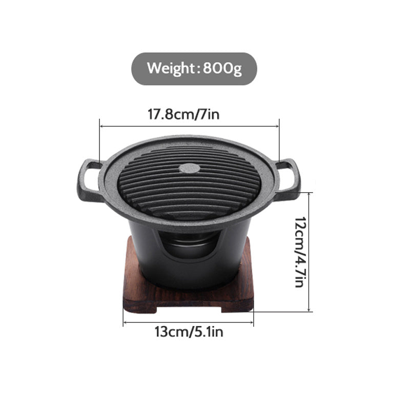Mini BBQ Grill Alcohol Stove | Smokeless & Portable | Tabletop Indoor/Outdoor Yakitori Grill | Made of Cast Aluminum