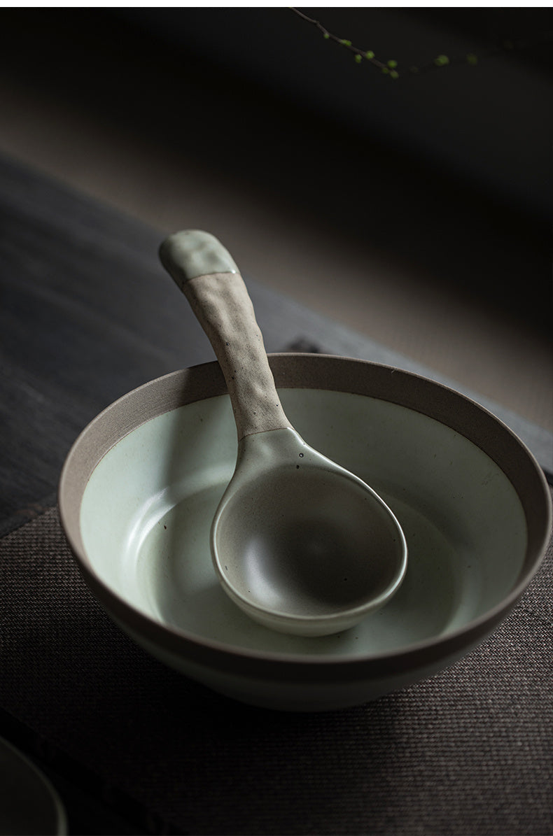 Japanese Style Ceramic Soup Spoons | Handmade Minimalist Tableware | For Coffee & Rice