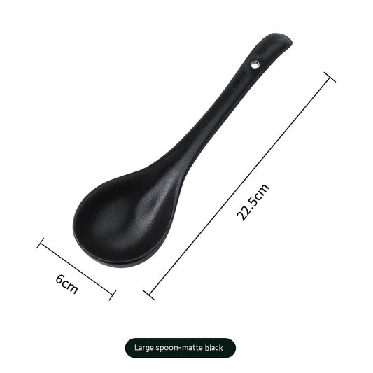 Asian Style Ceramic Soup Spoon | Long Handle | Ramen, Pho, Hot Pot Use