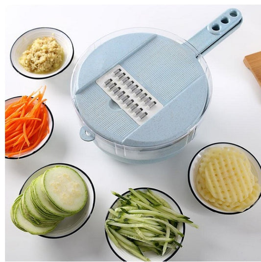 8-in-1 Vegetable Slicer & Grater Set – Mandoline Cutter with Drain Basket