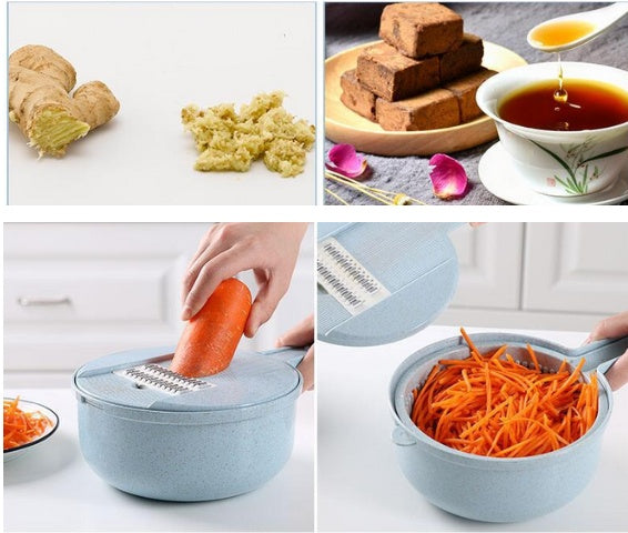 8-in-1 Vegetable Slicer & Grater Set – Mandoline Cutter with Drain Basket