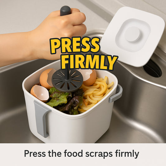 3L Food Waste Bin with Press Lid & Strainer | Compact | Made in Korea