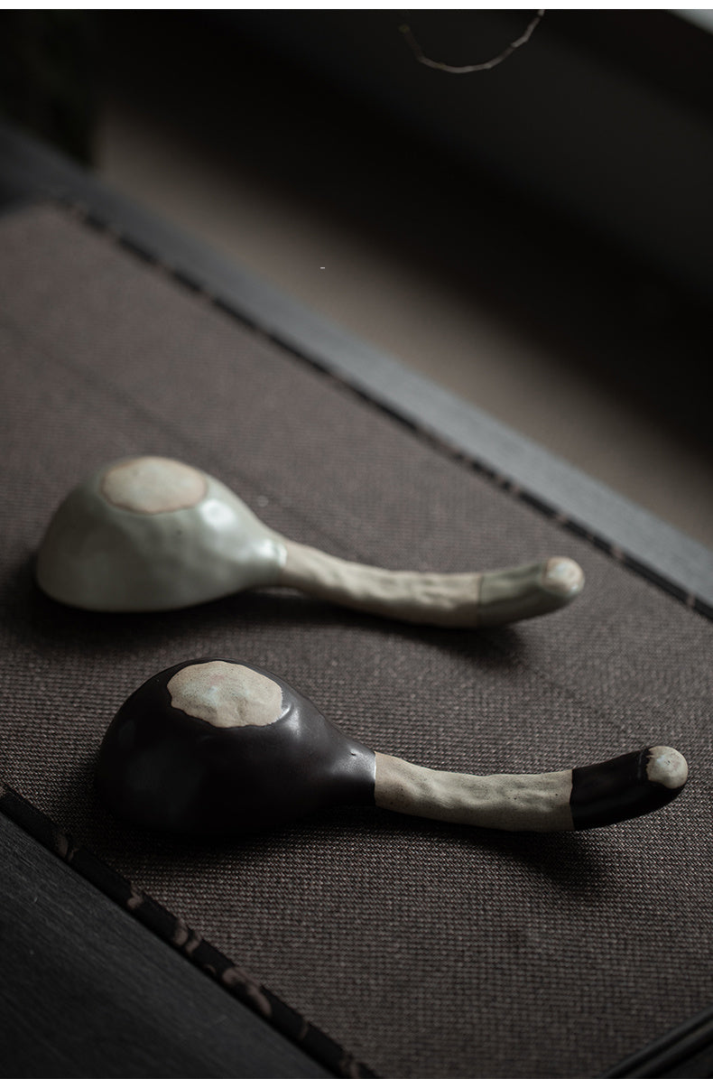 Japanese Style Ceramic Soup Spoons | Handmade Minimalist Tableware | For Coffee & Rice