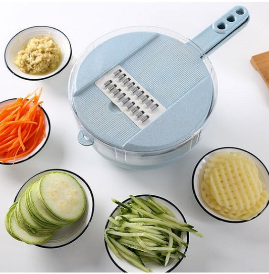 8-in-1 Vegetable Slicer & Grater Set – Mandoline Cutter with Drain Basket