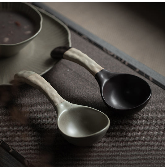 Japanese Style Ceramic Soup Spoons | Handmade Minimalist Tableware | For Coffee & Rice
