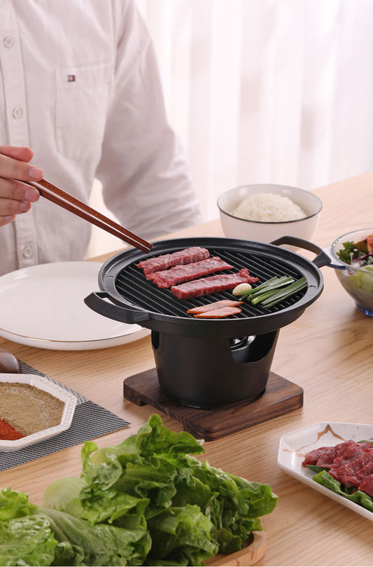 Mini BBQ Grill Alcohol Stove | Smokeless & Portable | Tabletop Indoor/Outdoor Yakitori Grill | Made of Cast Aluminum