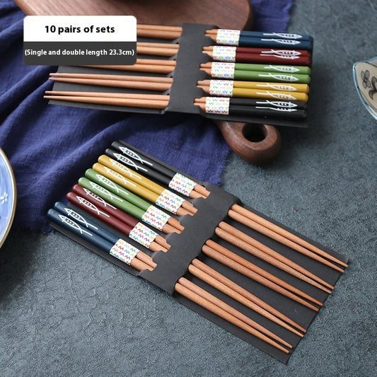 Eco-Friendly Wooden Chopsticks Set – Chestnut Color | 5 or 10 Pairs | Durable & Reusable