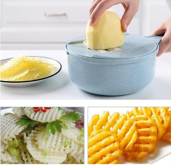 8-in-1 Vegetable Slicer & Grater Set – Mandoline Cutter with Drain Basket