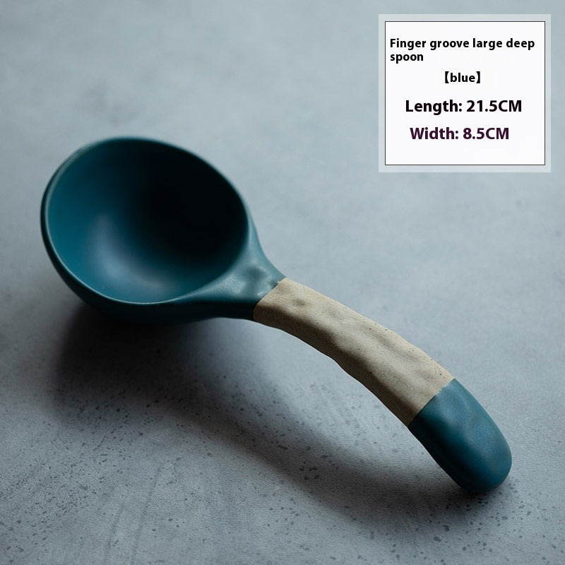 Japanese Style Ceramic Soup Spoons | Handmade Minimalist Tableware | For Coffee & Rice