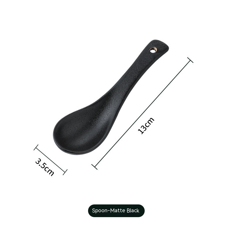 Asian Style Ceramic Soup Spoon | Long Handle | Ramen, Pho, Hot Pot Use