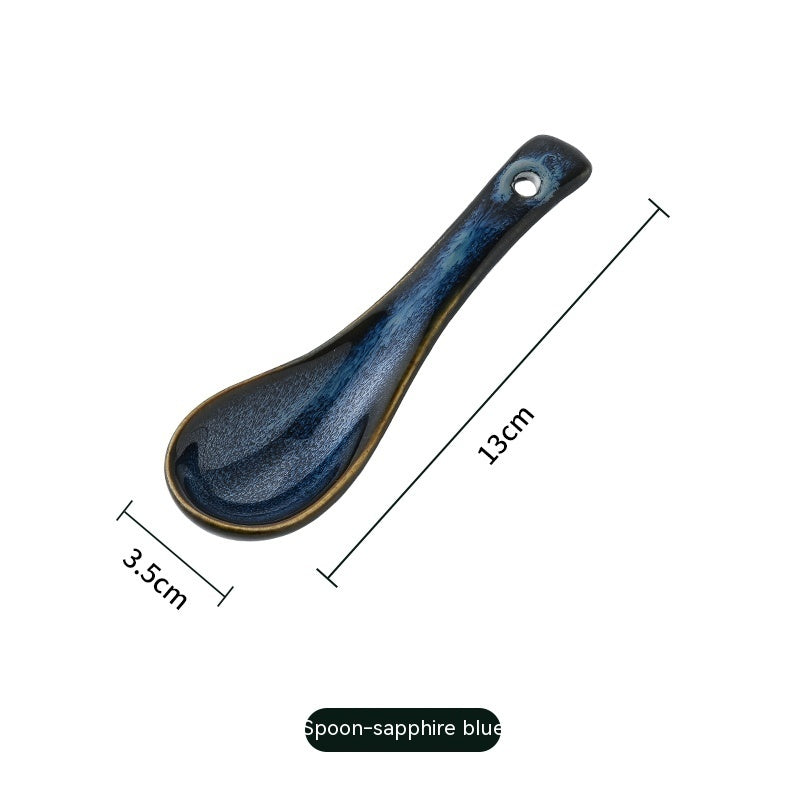Asian Style Ceramic Soup Spoon | Long Handle | Ramen, Pho, Hot Pot Use