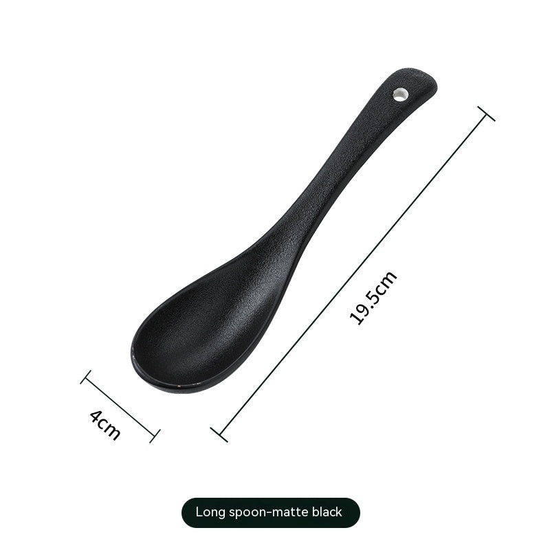Asian Style Ceramic Soup Spoon | Long Handle | Ramen, Pho, Hot Pot Use