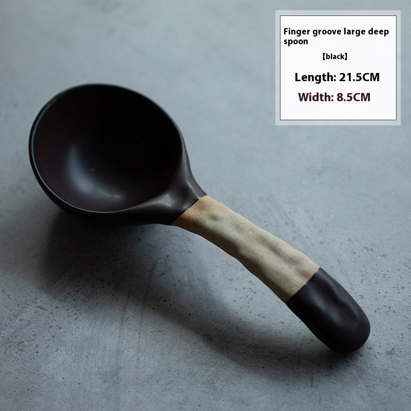 Japanese Style Ceramic Soup Spoons | Handmade Minimalist Tableware | For Coffee & Rice